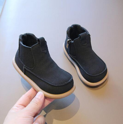 Sügistalv Lastele Puuvillased saapad poistele Briti stiilis Nahast saapad Tüdrukutele Retro-lühikesed saapad Beebile pehmed jalalöögivastased soojad jalanõud