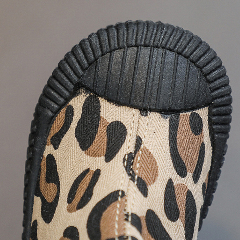 Παιδικά ψηλοτάπητα παπούτσια από καμβά μωρά χαριτωμένα μπισκότα Μπότες για κορίτσια Μόδα λεοπάρ τύπωμα Κοντές μπότες Αγόρια Ζεστά στρατεύματα πράσινα βαμβακερά παπούτσια