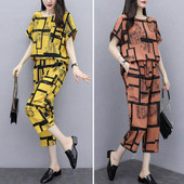 1 komplekt naiste särk Ilus mittepleekiv naiste püksid naiste kaheosaline ülikond triibuline T-särk naiste pükste komplektid