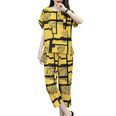 1 komplekt naiste särk Ilus mittepleekiv naiste püksid naiste kaheosaline ülikond triibuline T-särk naiste pükste komplektid