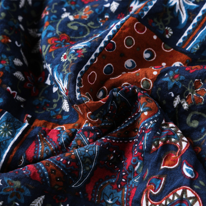 Decolteu adânc în V cu imprimeu de flori de epocă Bluză largi pentru femei cămașă de vară din bumbac și cu mânecă lungă kaki cămăși elegante de modă pentru femei