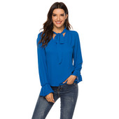 Papion elegantă Cămașă Femei Primăvară 2019 Cămăși din șifon cu mânecă lungă, pline, Bluze casual Topuri vintage Bluze