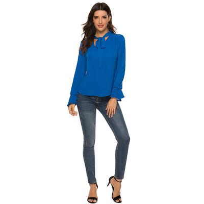 Papion elegantă Cămașă Femei Primăvară 2019 Cămăși din șifon cu mânecă lungă, pline, Bluze casual Topuri vintage Bluze