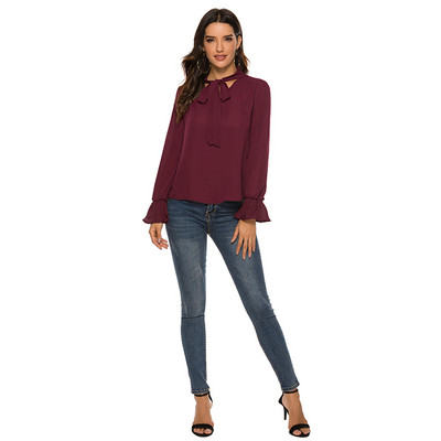 Papion elegantă Cămașă Femei Primăvară 2019 Cămăși din șifon cu mânecă lungă, pline, Bluze casual Topuri vintage Bluze