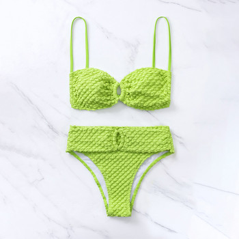 Para Praia Sexy Green Bandeau Bikini 2023 Γυναικείο Σετ μπικίνι Βραζιλίας Μασίφ ψηλόμεσο μαγιό Γυναικείο μαγιό για γυναίκες