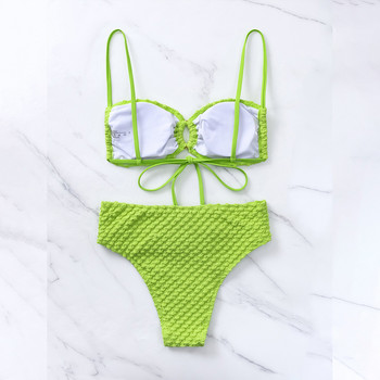 Para Praia Sexy Green Bandeau Bikini 2023 Γυναικείο Σετ μπικίνι Βραζιλίας Μασίφ ψηλόμεσο μαγιό Γυναικείο μαγιό για γυναίκες