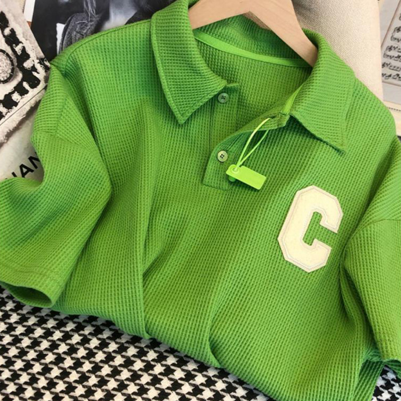 Gmiixder Green Waffle Ležerno sportsko odijelo Muška ženska Ženska prevelika trenerka Ljetna majica kratkih rukava i kratke hlače Dvodijelni set