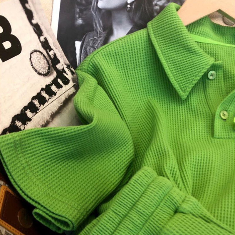 Gmiixder Green Waffle Ležerno sportsko odijelo Muška ženska Ženska prevelika trenerka Ljetna majica kratkih rukava i kratke hlače Dvodijelni set