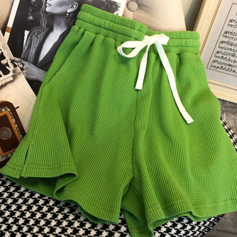 Gmiixder Green Waffle Ležerno sportsko odijelo Muška ženska Ženska prevelika trenerka Ljetna majica kratkih rukava i kratke hlače Dvodijelni set