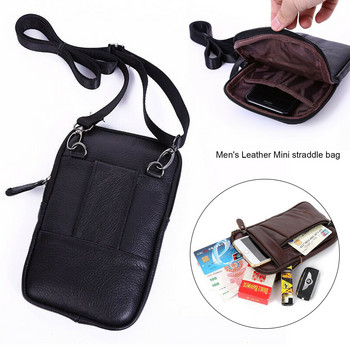 Мъжка чанта през рамо Мултифункционална кожена чанта тип месинджър Ежедневни чанти през рамо Висококачествено мъжко портмоне Телефон Мъжка чанта за гърди