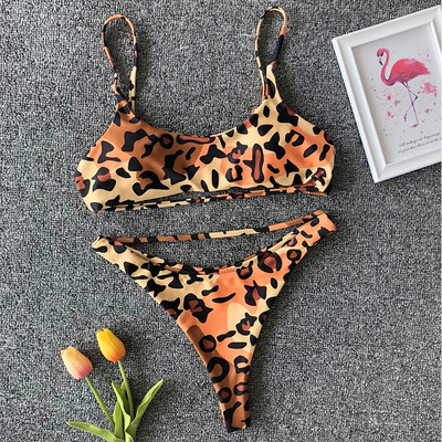 Para Praia Leopard Bikini 2023 seksikas supelkostüüm naiste stringid ujumistrikoo Rannarõivad Naiste ujumisriided Push Up ujumisriided kõrge vöökohaga