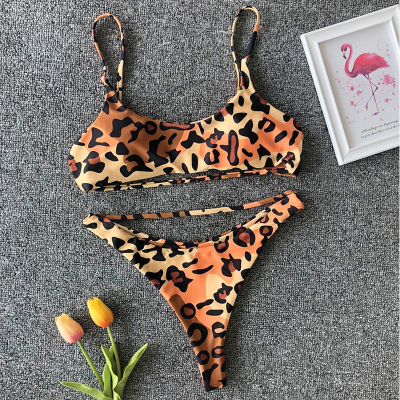 Para Praia Leopard Bikini 2023 seksikas supelkostüüm naiste stringid ujumistrikoo Rannarõivad Naiste ujumisriided Push Up ujumisriided kõrge vöökohaga