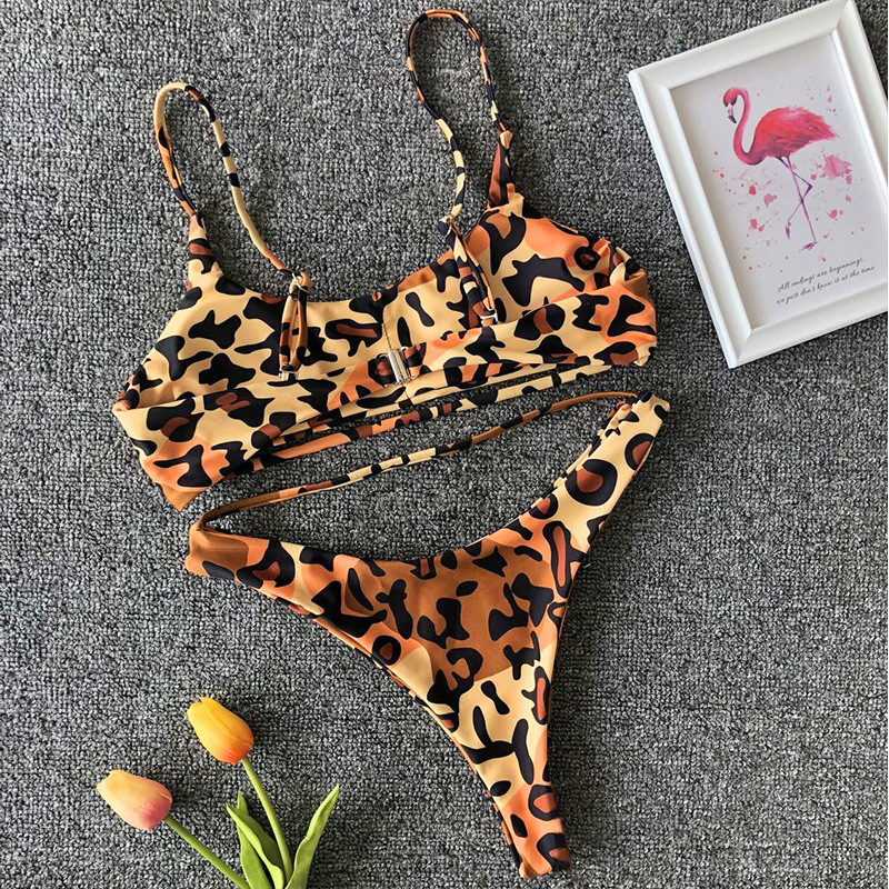 Para Praia Leopard Bikini 2023 seksikas supelkostüüm naiste stringid ujumistrikoo Rannarõivad Naiste ujumisriided Push Up ujumisriided kõrge vöökohaga