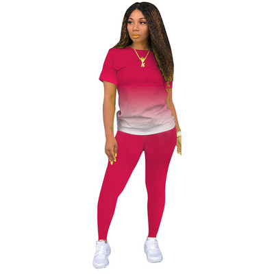 Moteriškas dviejų dalių komplektas Vasaros trumpomis rankovėmis O formos iškirptės marškinėliai + kelnės Kostiumai Sportiniai kostiumai Apranga Grafinis marškinėliai bėgimo kostiumai