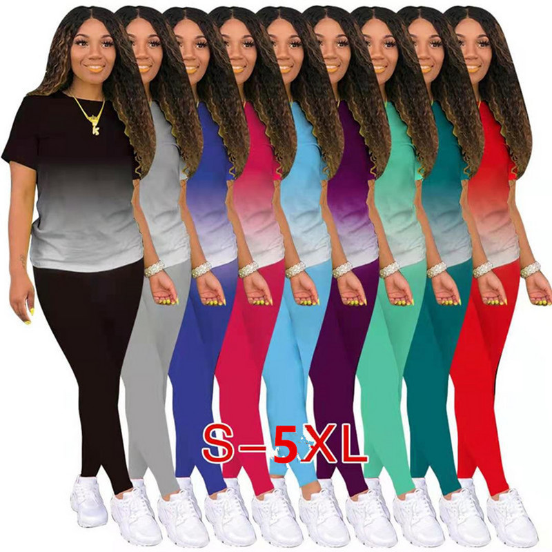 Moteriškas dviejų dalių komplektas Vasaros trumpomis rankovėmis O formos iškirptės marškinėliai + kelnės Kostiumai Sportiniai kostiumai Apranga Grafinis marškinėliai bėgimo kostiumai