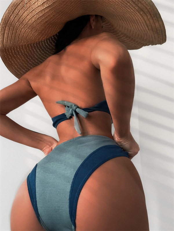 Para Praia Patchwork bikini s halterima 2023 Seksi izdubljeni kupaći kostimi Ženski kupaći kostim s visokim strukom Biquini kupaći kostim sa žicom