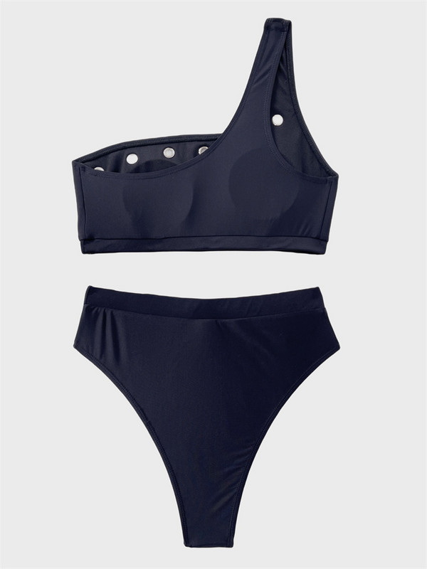 Para Praia Bandeau bikini set na jedno rame 2023 Seksi kupaći kostimi s prstenjem Ženski kupaći kostim Biquini s visokim strukom