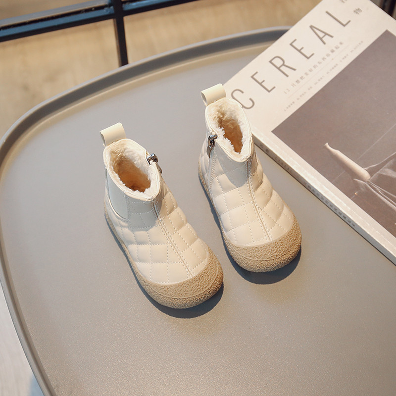 Dječje podstavljene čizme Nove srednje i male dječje bež neklizajuće pamučne cipele Jesen i zima crne Dječaci Djevojčice Mekane čizme za bebe