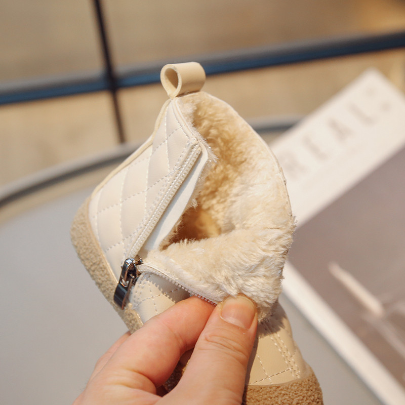 Dječje podstavljene čizme Nove srednje i male dječje bež neklizajuće pamučne cipele Jesen i zima crne Dječaci Djevojčice Mekane čizme za bebe