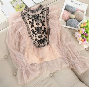 2020 cămașă două piese + tanc femei volane bluză plasă cârlig flori din dantelă cămăși femei mânecă evazată bluze scobite topuri AB1865