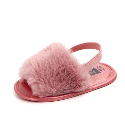 Νεογέννητο κοριτσάκι ψεύτικη γούνα παιδικά παπούτσια Καλοκαιρινό χαριτωμένο νήπιο Βρεφικό τύπωμα Flower Princess Kid Shoes First Walkers