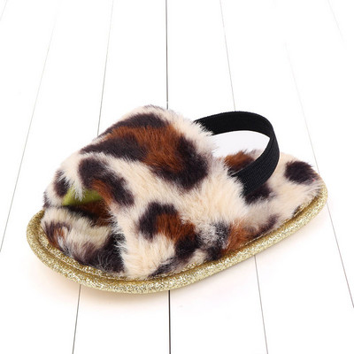 Νεογέννητο κοριτσάκι ψεύτικη γούνα παιδικά παπούτσια Καλοκαιρινό χαριτωμένο νήπιο Βρεφικό τύπωμα Flower Princess Kid Shoes First Walkers