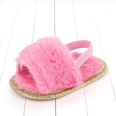 Νεογέννητο κοριτσάκι ψεύτικη γούνα παιδικά παπούτσια Καλοκαιρινό χαριτωμένο νήπιο Βρεφικό τύπωμα Flower Princess Kid Shoes First Walkers