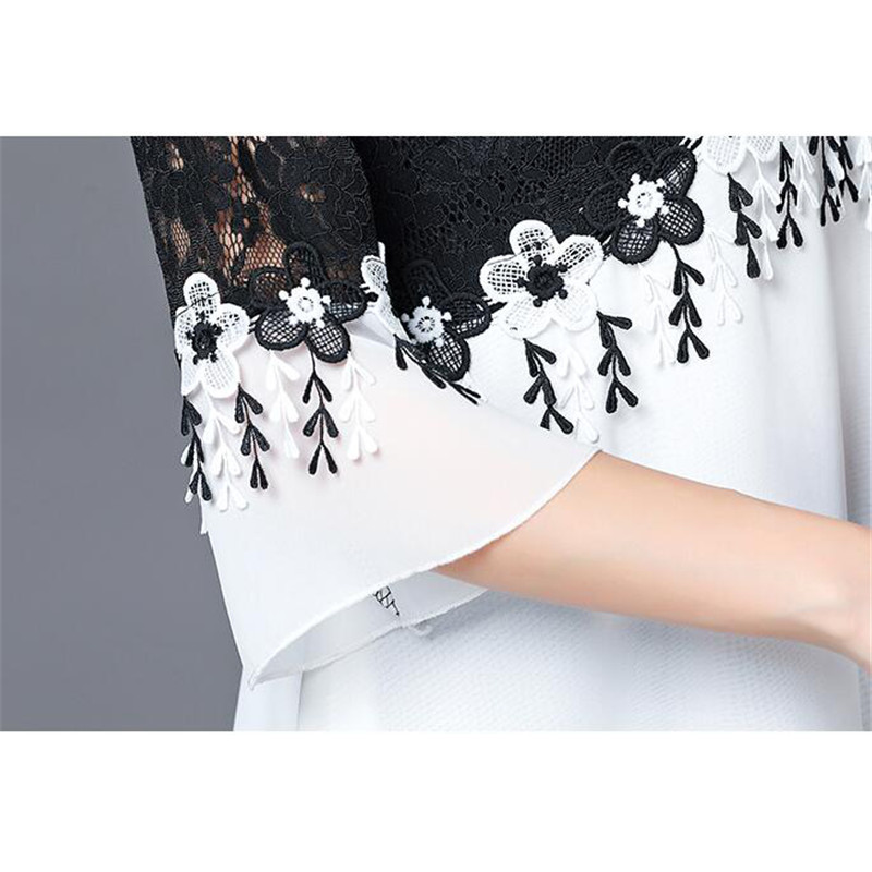 2018. Nova proljeće ljeto Ženske bluze Ležerne cvjetne šifonske bluze Ženske majice s izdubljenom čipkom s kićankama Topsize 5XL SE007