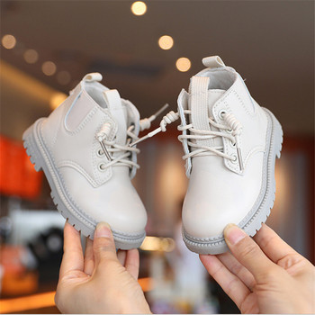 2022 Нови есенни детски обувки Кожени детски ботуши Водоустойчиви неплъзгащи се модни ботуши за малки момчета и момичета 21-30
