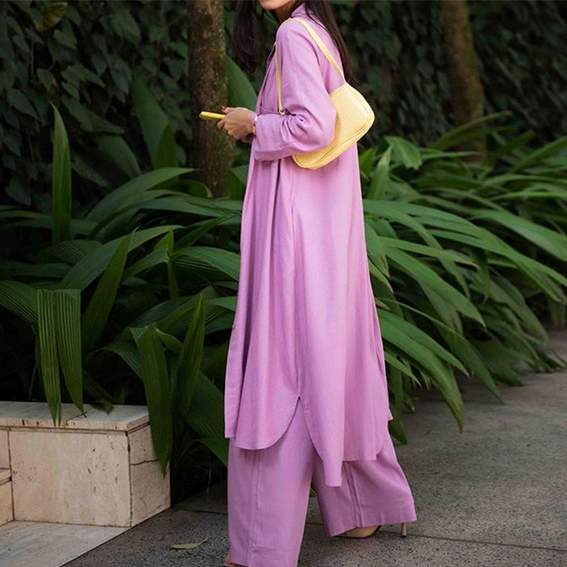 Naiste šikk kolmeosaline komplekt Moodne üherealine tuulejakk, ülaosa ja pitsiga laia säärega pükskostüüm, vabaaja daami elegantsed ülikonnad