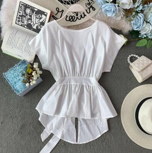 Bluze pentru femei, cu talie înaltă, cu șireturi, elegante, largi, dulci, vintage, chic, la modă, 2020, elegante, solide, noi bluze pentru femei