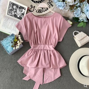 Bluze pentru femei, cu talie înaltă, cu șireturi, elegante, largi, dulci, vintage, chic, la modă, 2020, elegante, solide, noi bluze pentru femei