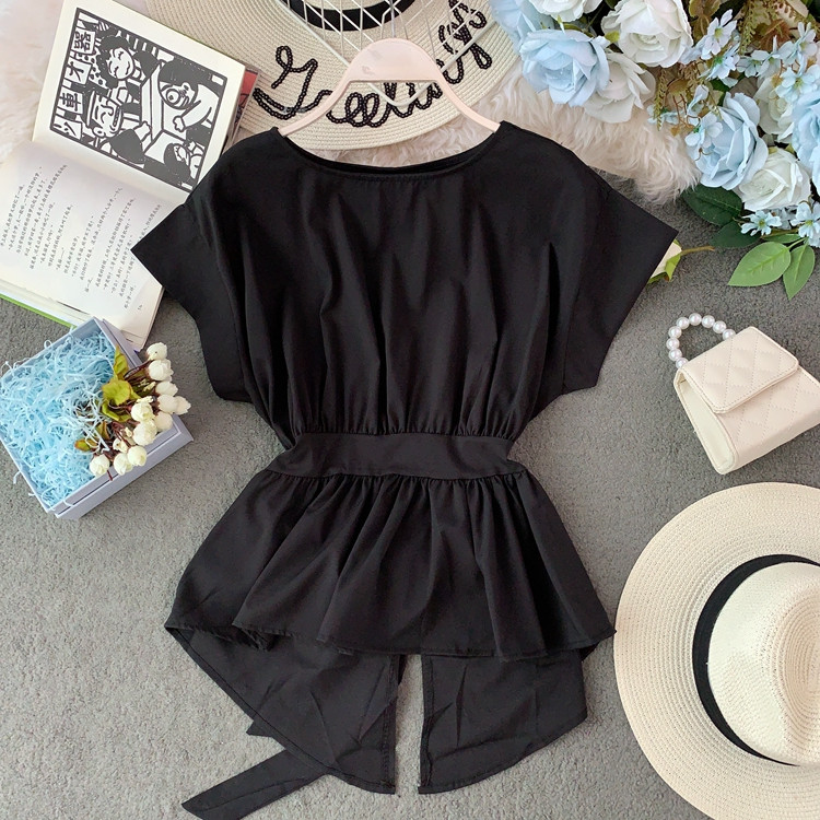 Bluze pentru femei, cu talie înaltă, cu șireturi, elegante, largi, dulci, vintage, chic, la modă, 2020, elegante, solide, noi bluze pentru femei