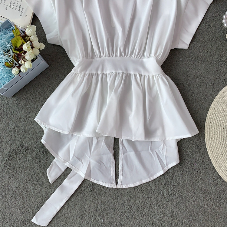 Bluze pentru femei, cu talie înaltă, cu șireturi, elegante, largi, dulci, vintage, chic, la modă, 2020, elegante, solide, noi bluze pentru femei