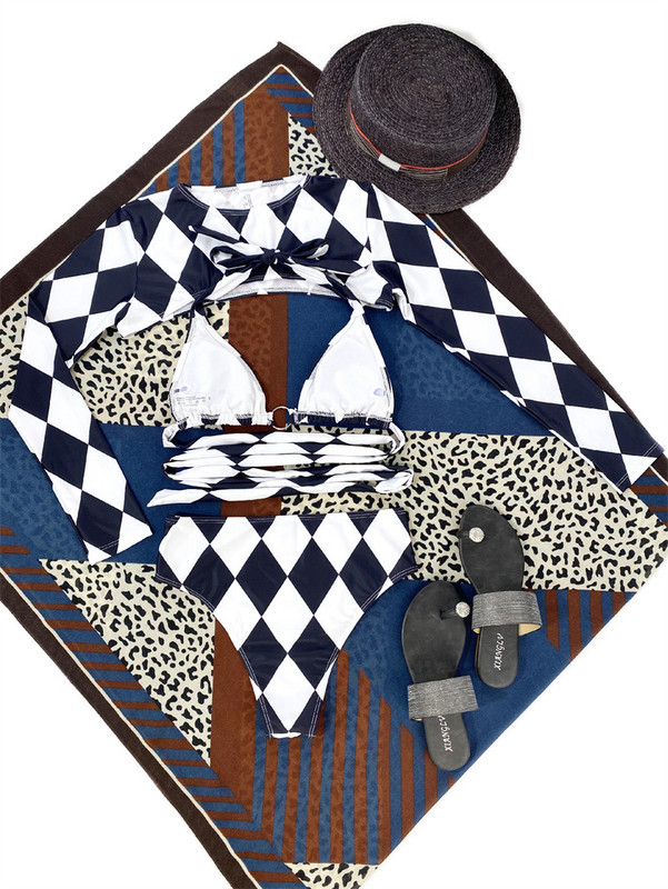 Para Praia Halter Trodijelni bikini set s dugim rukavima Ženski kupaći kostim s visokim strukom Ženski kupaći kostim s zavojima