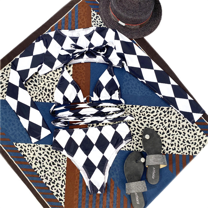 Para Praia Halter Trodijelni bikini set s dugim rukavima Ženski kupaći kostim s visokim strukom Ženski kupaći kostim s zavojima