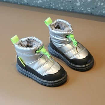 2023 Ботуши за сняг за момчета и момичета Готини универсални кожени топли плюшени обувки за сняг Модни детски спортни обувки на принцеса Детски кожени маратонки