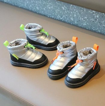 2023 Ботуши за сняг за момчета и момичета Готини универсални кожени топли плюшени обувки за сняг Модни детски спортни обувки на принцеса Детски кожени маратонки