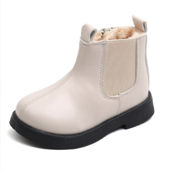 Παιδικές μπότες Chelsea για νήπια Χειμερινά βελούδινα μαύρα μπεζ Παιδικά κοντό φερμουάρ για μπότες εύκαμπτο 22-31 Μόδα Unisex αγόρια παπούτσια για κορίτσια