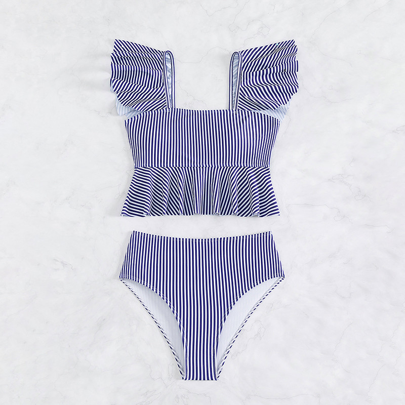 Dámske plavky s vysokým pásom, volánikmi a strihom bikín Para Praia, set s vysokým pásom, 2023