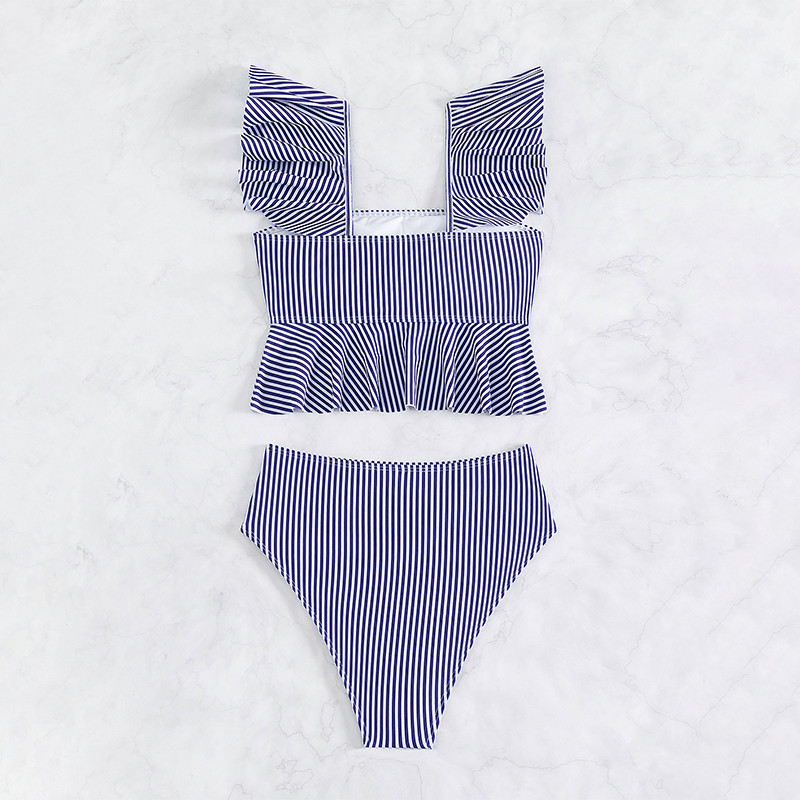 Dámske plavky s vysokým pásom, volánikmi a strihom bikín Para Praia, set s vysokým pásom, 2023