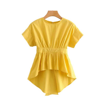 Aisiyifushi Ženske majice i bluze Ljeto 2020. Bluza Ženske pamučne svilene Ženske majice Šifonska košulja bez leđa Jednobojna bluza s O izrezom