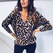 Modni novi dugi rukavi Surplice Wrap Top Leopard bluza dubokog V izreza s volanima Ženske proljeće jesen Ležerni puloveri Bluze Košulje