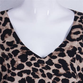 Μόδα Νέο μακρυμάνικο Surplice Wrap Top Leopard Deep V λαιμόκοψη γυναικεία μπλούζα Άνοιξη φθινόπωρο Casual πουλόβερ Μπλούζες πουκάμισα