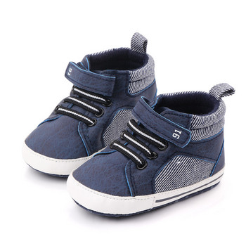 Бебешки обувки Пролет/есен Ежедневни обувки Спортни маратонки Бебешки обувки за момчета PU Еластична лента Нехлъзгащи се обувки за малки деца с мека подметка за 0-18M