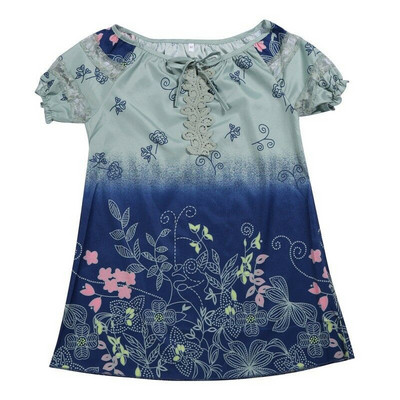 Módna vintage kvetinová potlač blúzka košeľa 2019 Letná blúzka s krátkym rukávom a šifónom, sexy dámska blúzka s výstrihom do V, ležérna voľná košeľa