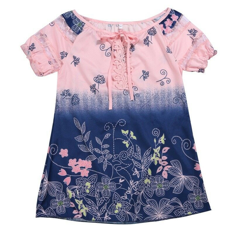 Módna vintage kvetinová potlač blúzka košeľa 2019 Letná blúzka s krátkym rukávom a šifónom, sexy dámska blúzka s výstrihom do V, ležérna voľná košeľa