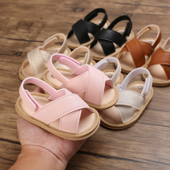 Дишащи летни сандали за бебета и момичета, обикновени обувки за малки деца, едноцветни, меки подметки, обувки на открито и закрито Prewalker 0-18M