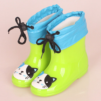 Деца Есен Пролет Зима Ботуши за дъжд Гумени обувки Сладки животни Бебешки момчета Момичета Ботуши Модни ботуши за сняг Обувки за дъжд