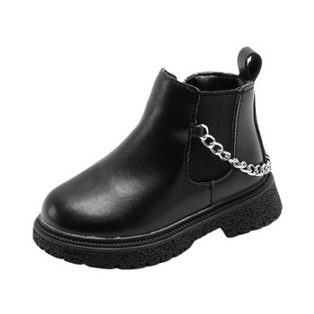 Κοριτσίστικο μποτάκι 2023 Νέο Φθινόπωρο Χειμώνας Αγόρια Μποτάκι με μασίφ αλυσίδα βρετανικού στυλ Παιδική δερμάτινη μπότα μόδας Παιδικά αθλητικά παπούτσια туфли